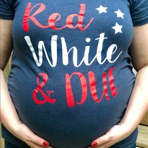 Red, White, and Due Maternity Shirt